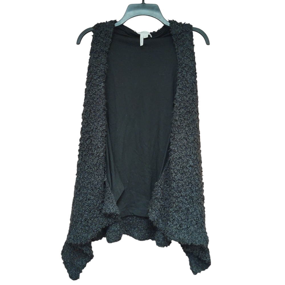 EUC BCBGeneration Black Textured Open Cardigan Vest Size M